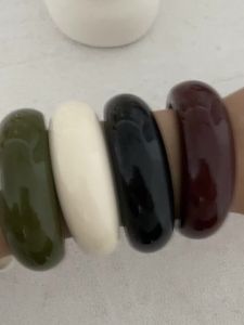 Ingemark | Ingemark Y2K Boho Thick Resin Acrylic Open Wide Bangles for Women New Trend Vintage Irregular Chunky Arm Bracelets Daily Jewelry
