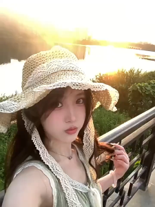 ผู้หญิงฤดูร้อนชายหาดหมวกอาบแดด Pearl Bownot French Floral Sun Hat สำหรับการเดินทางวันหยุดชายหาดเล่น La3pf-uni-th