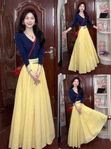 Yellow Fan Skirt A-Line Mini Skirt College Style Thin Summer Half-length Pleated Skirt for Women High Waist Polyester Fiber
