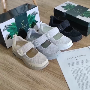 Sepatu Rajut Wanita Import Best Seller – Slip On Sporty Ringan Sol Tebal Anti Selip