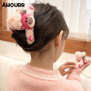 กิ๊บติดผมรูปตูกตาหมี สตรอเบอร์รี่น่ารัก แฟชั่นฤดูใบ ไม้ ร่วง หนาว สำหรับเด็ก ผู้หญิง