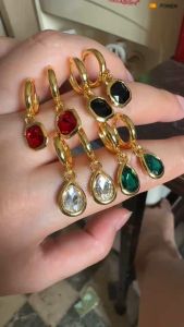 14k 4 pairs Bangkok gold earrings of mixed colors