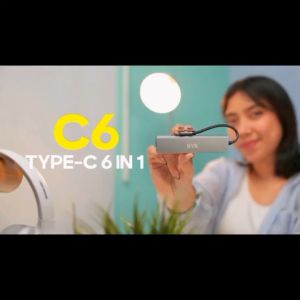 Converter Type C To USB HUB Port HDMI MICRO SD USB 3.0 Multifungsi 6 In 1 NYK C6