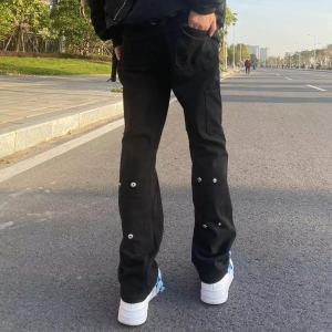 Quần Jeans Nam Ống Thẳng Rộng Phong Cách Đường Phố Cao Cấp Quần Dài Ôm Dáng Mùa Đông Thường Ngày Trẻ Trung Có Váy Quần Jeans Nam