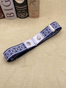 Bean Bag Cloth Belt Womens Waist Adjustable Anti-Allergy Seamless Invisible Belt Mens Buckle-Free Elastic Military Training Pant Belt