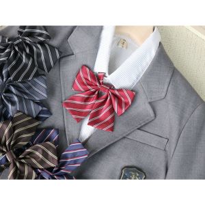 Shindek Striped Womens Shirt Butterfly Knot Collar Flower School Style Casual Necktie Fashionable Business Casual Clothing