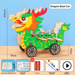 XIONGBUFAN | Traditional Chinese Heritage Dragon Boat Model DIY Kit Electric