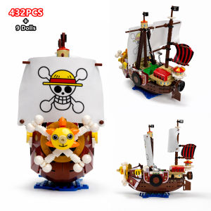 Hot Toys | One Piece 432PCS + 9Dolls Thousand Sunny Pirate Ship Building Blocks Model DIY Assembly Toy Display Gift for Kids or Xmas