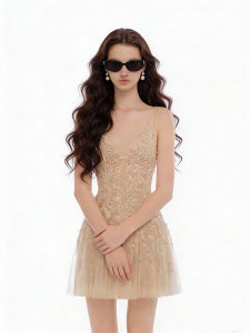 Elegant Lace Embroidery V-Neck Dress