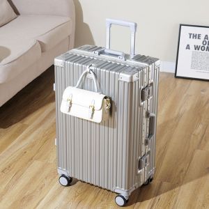 2025 New Aluminum Frame Luggage Bag Password Lock Travel Suitcase for Men And Women 20 Inches Large Capacity Fashion Trend