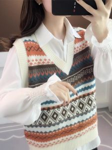 Áo Len Cardigan Nữ Cổ Chữ V Dệt Kim Áo Khoác Ngoài Mùa Thu Xuân Áo Khoác Ngoài Hai Mảnh Áo Khoác Ngoài Thường Ngày