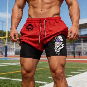 Bandai | 2026 ONE PIECE Japanese Animation Summer Sports Comfortable Double-layer Shorts American Hot-blooded Mens Beach Fitness Shorts