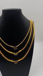 สร้อยคอทองโคลนนิ่งเหมือนแท้ งานพ่นทราย เงาสวย ลายกระดูกงูสี่เสา ไม่ลอกไม่ดำ24K