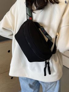 Fashionable Casual Crossbody Chest Bag Womens Sports Style Versatile Single Shoulder Bag Poetic Leisure Handbag Canvas Material