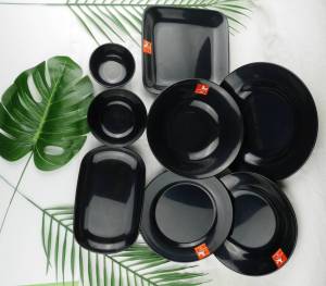 จาน ชามสีดำ พลาสติก ABS 3.54.57.588.59 นิ้ว