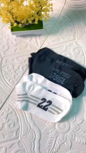 DR 5 pcs Random KS117 Kaos Kaki Pendek Wanita Monokrom Ankle Socks Semata Kaki Hitam Putih