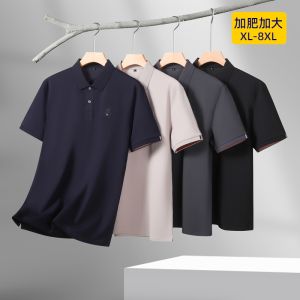 Áo Thun Polo Cổ Polo Tay Ngắn Màu Đen Bằng Vải Cotton Pha Polyester Thời Trang Mùa Hè Cho Nam Cỡ Lớn Thường Ngày