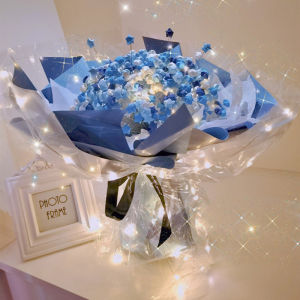 Handmade DIY Star Bouquet Material Kit Valentines Day Gift Finished Product Lucky Paper Folding Wire Creative Home Decor