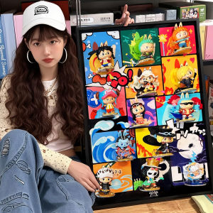 ลาบูบู บลายด์บ็อกซ์ขาตั้งจอแสดงผลแขวนผนังตกแต่งโดปามีน บับเบิ้ล โบโบ้ แมทโมเดิร์น การ์ตูน งานศิลปะตกแต่งบ้าน