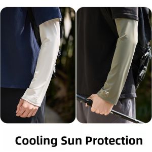 miiow | Mens Loose Ice Silk Sun Protection Sleeve Fishing Outdoor Hiking UV Protection Arm Cover Polyester Fiber Summer Spring