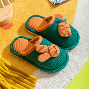 Children Cotton Slippers Girls Winter Home Shoes Cute Rabbit Non Slip Toddler Boys Matching Baby Slippers