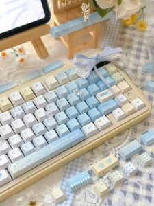 Wy Mechanical Keyboard Keycaps Blue Seven Points Five Sided Heat Sublimation Personality Customizable Height Ergonomic PBT