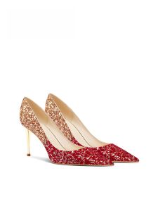 Red Crystal High Heels Wedding Shoes Comfortable Womens Footwear Elegant Chinese Wedding Drinking Ceremony Footwear