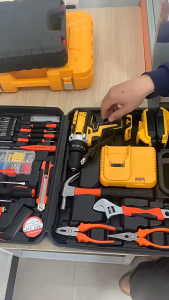 DEG Cordless Impact Drill Electric Hammer Drill with 2 Battery and LED Light Heavy Duty Power Tool