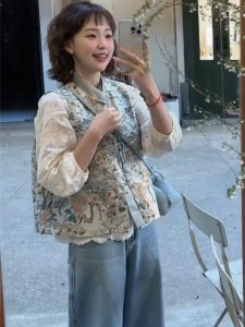 เสื้อกั๊กสั้นปักลายสไตล์จีนใหม่สำหรับผู้หญิง ฤดูใบไม้ร่วง 2025 ความรู้สึกระดับไฮเอนด์ เสื้อคลุมกันหนาวขนาดเล็ก แฟชั่นชาติ