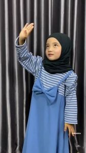 Rawaaisha Gamis Anak Perempuan 1-10 Tahun Pita Kupu-kupu Garis Salur Adem dan Ringan