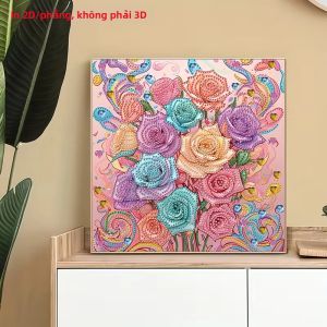1 Mảnh Tranh Kim Cương Phẳng 2D Họa Tiết Hoa Bằng Vải Không Khung Phong Cách Hiện Đại Cho Lễ Tạ Ơn & Quà Tặng Ngày Của Mẹ