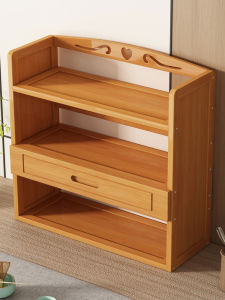 Simple Solid Wood Desk Shelf Multi-Layer Bookcase Floor Desktop Storage Rack Desk Bedside Table Small Bookshelf