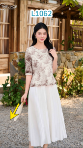 Áo kiểu thiết kế thoáng mát phối hoa với chất liệu Tơ Hàn cao cấp mềm mại AN4L1062 Thời trang Thiều Hoa