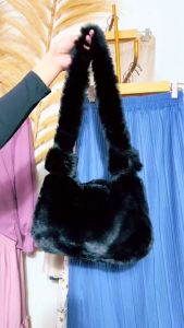 Haseena Tas Bahu Bulu Mini Wanita Eira Polos Kecil Aesthetic Fluffy Shoulder Bag Jinjing Hand Bag Ootd Kekinian