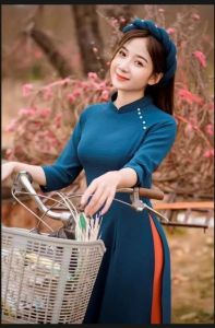 áo dài trơn lụa họa tiết xinh
