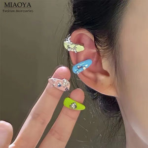 MIAOYA Colorful Acrylic Ear Clips For Women INS Resin Accessory Y2k Style Summer Student Gifts