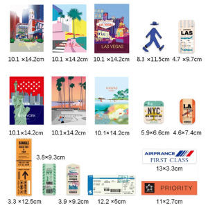 16Pcs Urban Travel Stickers Mixed Cityscapes & Boarding pass Decals Glossy Pegatinas For Suitcase Luggage Laptop Scrapbooking