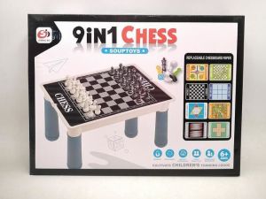 GBABY Magnetic 9 In 1 Combination Chess Table - Board Game Toys Strategy Multiplayers Fun Activity Mainan Kids Family Chess Checkers Plastic Giant Desk Set Tic Tac Toe Snake Ladder Backgammon Ludo