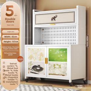 DIBIOU | Vintage Print Steel & Ceramic Kitchen Storage Cabinet