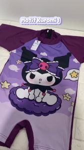 Baju Renang Anak Perempuan Kuromi Lengan Pendek Usia 3 4 5 6 7 8 9 10 Tahun Size S M L XL