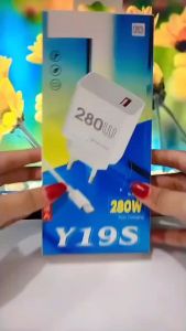 Charger VVO Y19S Flash Charge 280W Batok Adapter + Kabel USB Support Fast Charging For Android