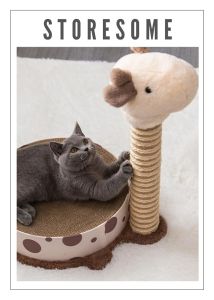 Two In One Cat Scratchers With Round Corrugated Board And Mini Cat Post (2 Designs)