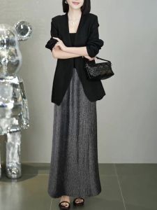 Summer New Loose Meat Covering Suit Top High Waist Mini Skirt Elegant Maturity Style Two Piece Set Womens Fashion Design