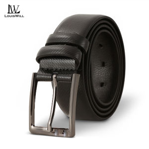 LouisWill Mens Belts Fashion Business Belt Soft PU Belt Alloy Pin Buckle Design Belts 120cm Scratch Resistant Belts Leisure Belt Gentlemen Belt for Men