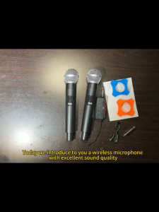 2 In 1 UHF Wireless Microphone Professional Karaoke Dual Handheld Dynamic Mic Microphone with Rechargeable Receiver for Wedding Party Speech Church Club