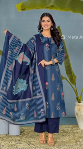 DEBAYU Readiprint Cotton Kurti with Bottom and Dupatta Set Size M to XXL Malaysia