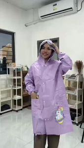 Kids Kuromi Thick Raincoat for Kids Cartoon Poncho with Backpack Childrens Full Body Raincoats