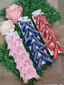 โบว์นักเรียน โบว์กิ้ฟติดผม โบว์ลายสก็อต ราคาขายเป็นคู่ คู่ละ16บาท