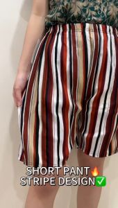 WOMEN SHORT PANT STRIPE DESIGN COTTON/SELUAR PENDEK/SELUAR COTTON PINGGANG GETAH STRETCHABLE GOOD QUALITY