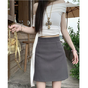 plus Size A-Line Mini Skirt Professional Korean Style Spring Summer High Waist Short Skirt Prevents Exposure for Women with Large Hips